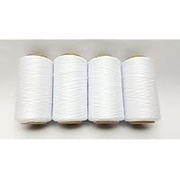 White #651 Spun Polyester SERGER & Quilting Thread 4 Tubes 1000 YDS. Each