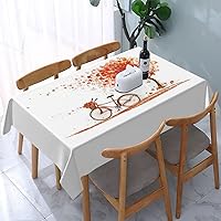 Autumn Tree Old Bike Rectangle Tablecloth 54 x 72 Inch Waterproof Wrinkle Resistant Washable Farmhouse Table Cover Mat Modern Table Cloth for Kitchen Dining Room Party Home Decoration