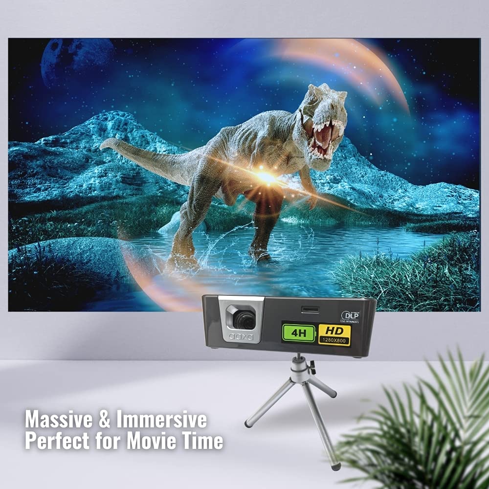 Worlds Brightest Battery Pico Projector, AAXA P6X 1000 Lumen Battery Projector, 4 Hour Battery, Portable Mini Projector, DLP 1080p Support, 30,000 Hours LED, 15000mah Powerbank, HDMI/USB/microSD Input