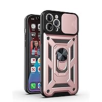 Case for iPhone 8 Plus/iPhone 7 Plus, Military Grad Armor with Slide Camera Cover and Magnetic Car Mount Ring Kickstand, Rose Gold