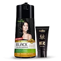 Herbishh Hair Color Shampoo for Gray Hair Black 400 Ml + Hair Color Cream for Gray Hair Coverage