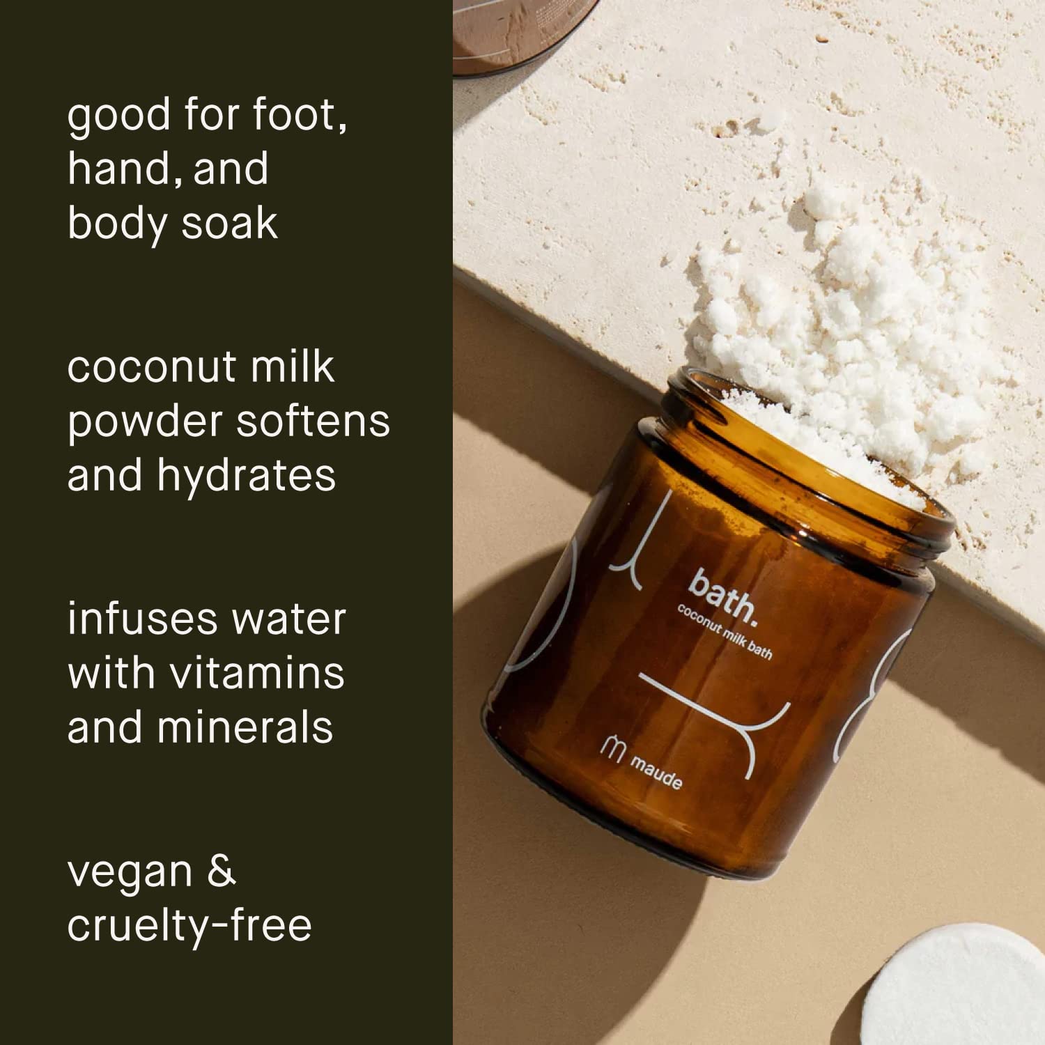 Maude Hydrating Coconut Milk Bath - Moisturizing Bath Soak & Soothing Mix of Coconut Milk Powder + Dead Sea Salt - Detoxifying Coconut Bath Milk Infused with Vitamins & Minerals (8 oz)