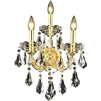 Elegant Lighting 2801W3G/RC Royal Cut Clear Crystal Maria Theresa 3-Light Crystal Wall Sconce, Finished in Gold with Clear Crystals