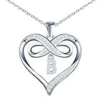Panda-Jewellery Women's Necklace with Pendant,Letter A,Z,Heart Infinity, Sterling Silver, Cubic Zirconia