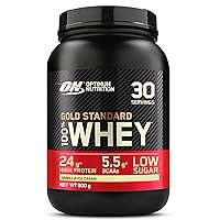 Optimum Nutrition Gold Standard 100% Whey Protein Powder, Strawberry Banana & Vanilla Ice Cream 2 Pound Bundles