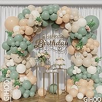 Dusty Green Balloon Arch Kit 162PCS Nude Sand White Neutral Apricot Matte Balloons for Baby Shower Wedding Birthday Party Decoration