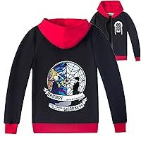 Kids Wednesday Addams Full Zip Pullover Hooded Sweatshirts,Novelty Long Sleeve Jackets for Girls