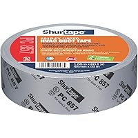 Shurtape PC 857 UL 181B-FX Listed/Printed Cloth Waterproof HVAC Duct Tape, Use to Seal Seam and Join Class 1 Flex Duct, 48mm x 55 Meters, Silver Metal Printed, 1 Roll (101015)