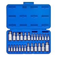 Neiko 01144A Tamper-Proof Hex Bit Socket Set, 26 Pieces | SAE (5/64-9/16”) and Metric (2-14MM)