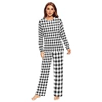 ALAZA Tartan Plaid Woven Check Plaid Couples Matching Pajamas Sets