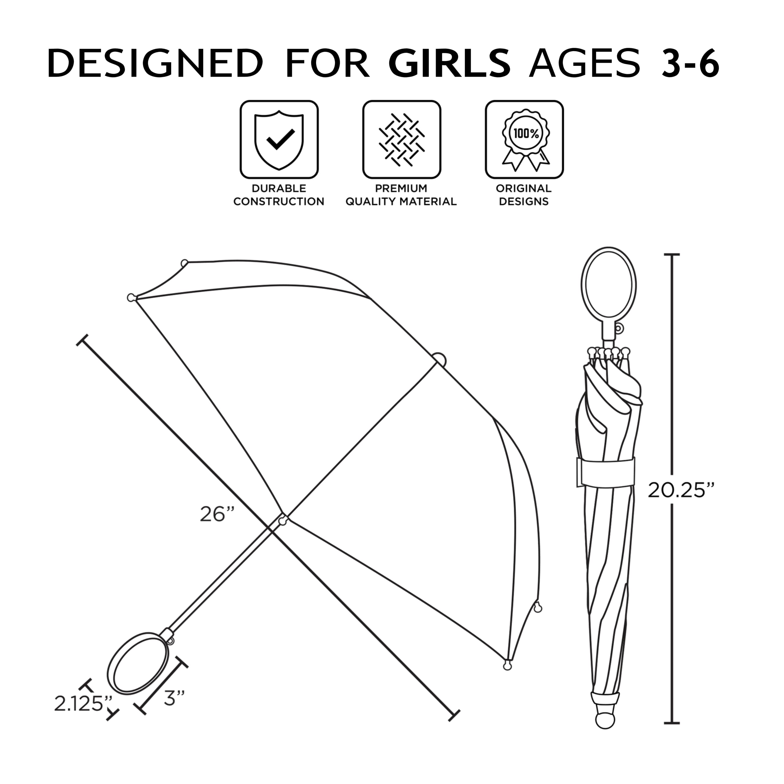 Disney Kids Umbrella, Frozen/Princess/Minnie Mouse Toddler and Little Girl Rain Wear for Ages 3-6