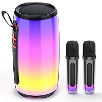 Mini Karaoke Machine, Portable Karaoke Speaker for Adults and Kids with Dazzling Lights and 2 Wireless Microphones, Birthday Gifts Toys for Girls Boys Family Party Christmas