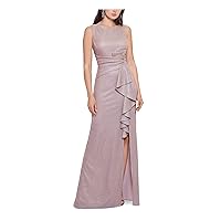 Betsy & Adam Boatneck Glitter Knit Gown