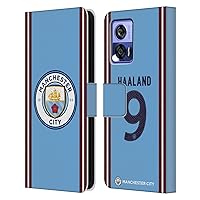 Head Case Designs Officially Licensed Manchester City Man City FC Erling Haaland 2022/23 Players Home Kit Leather Book Wallet Case Cover Compatible with Motorola Edge 30 Neo 5G