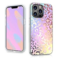 MYBAT PRO Slim Cute Clear Crystal Case for iPhone 13 Pro Case, 6.1 inch, Mood Series Stylish Shockproof Non-Yellowing Protective Cover for Women Girls, Holographic Leopard