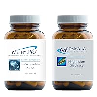 MethylPro L-Methylfolate (7.5mg, 30 Capsules) + Magnesium Glycinate (180 Capsules) - 2-Product Bundle with Active Methyl Folate (5-MTHF) + Metabolic Maintenance Magnesium Glycinate with Vitamin C