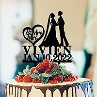 Bride Two Girl Silhouette Wedding Cake Topper Lesbian Bride And Bride Cake Toppers for Wedding Mrs Same Sex Couple Topper Engagement Cake Toppers Personalized LGBT Wedding Cake Decor Black Acrylic