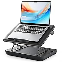 SAIJI Eye Level Laptop Lap Desk - Adjustment Laptop Stand, Height and Angle Adjustble, Phone Holder, Sturdy Stable Work Surface for Bed Sofa Couch Max to 17 Inch Laptops（Black）