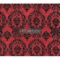 Taffeta Damask Flocking Fabric Black RED Backing / 58