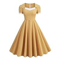 IDOPIP Retro Polka Dot Dress for Women's Vintage 1950s Casual Cocktail Party Swing Dresses Summer Wedding Guest A-line Gown