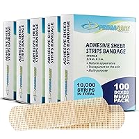 Primacare Self Adhesive Sheer Strips Bandages for Wounds Dressing, 3/4 x 3 Inches 100 Count (Pack of 100) First Aid Bandage with Absorbent Non Stick Pads Breathable Skin Color PE Material 10000 Strips