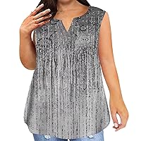 Plus Size Tank Tops for Women， Sleeveless Summer V Neck T Shirts Casual Loose Tunics Tee Xl-5Xl with Pocket