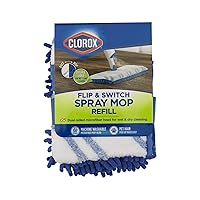 Clorox Flip & Switch Spray, Dual-Sided Microfiber Head Mop Refill, Flip and Switch, White, 1 Count (Pack of 1)