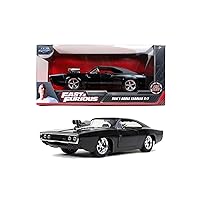 Jada Toys - Fast and Furious Auto Dom`s Dodge Charger Street (1:24, Black) - Model Car 1970 Dodge Charger R/T from Fast & Furious, Metal Toy Car from 8 Years with Parts to Open, 19 cm