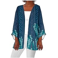 Womens Vests Fashion Dressy Summer Blouses for Women 2024 Womens Shrug Beach Blouses Ruched Tops for Women Puff Sleeve Swimsuit Womens Floral Shirt Chiffon Blouses for Women Blue M