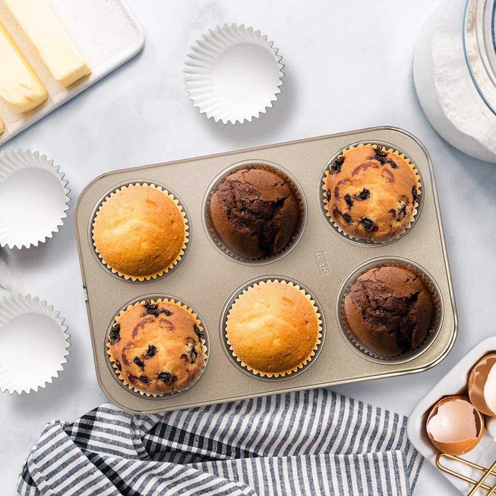 Glad Jumbo Muffin Pan Nonstick – Heavy Gauge Large Cupcake Tin for Baking, Jumbo 6-Cup