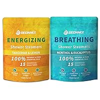 15 Pack Menthol Eucalyptus Shower Steamers & 15 Pack Tangerin Lemon Shower Steamers