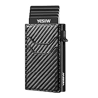 YESIIW Wallet for Men - Mens Wallet Slim with RFID Protection Pop up Card Holder Minimalist Wallets with ID Window Gifts for Men and Dad