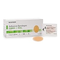 Adhesive Bandages, Sterile, Fabric Oval, 1 in x 1 1/4 in, 100 Count, 24 Packs, 2400 Total