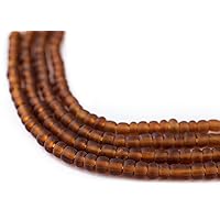 TheBeadChest Translucent Brown Matte Glass Seed Beads (4mm) - 24 inch Strand of Quality Glass Beads