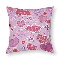 Decorative Throw Pillow Covers for Couch Valentine_s Day Hearts Clouds Birds Pink Smooth Soft Comfortable Polyester Pillowcase Cushion Cover with Hidden Zipper for Wedding Couch Sofa Bedroom，20