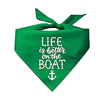 Life is Better On A Boat Dog Bandana (121 Green, One Size)