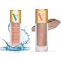 Veil Cosmetics | 1 Sunset Skin Liquid Foundation + 1 Sunset Light 3-in-1 Primer | 2N | Buildable Coverage, Lightweight & Brightening | Serum, Mixing Base, Primer | Water-Resistant | Vegan