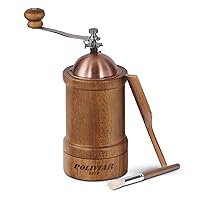 POLIVIAR Manual Coffee Grinder, Coffee Bean Grinder with Adjustable Ceramic Burr, Vintage Style Wooden Hand Coffee Grinder, Large Capacity Burr Coffee Grinder with Brush and Spoon (JX2022-CG20)