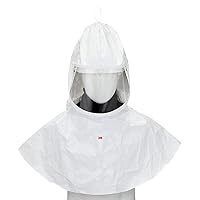 3M H Series Tychem QC Fabric Standard Hood Assembly H-412/07044(AAD), with Collar and Hardhat, White