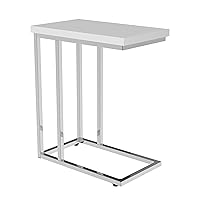 C-Shaped Sofa Side Table - Modern End Table, Laptop Tray, or Compact Bedside Nightstand - Space Saving Furniture (White)