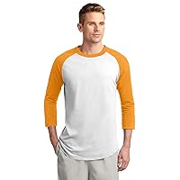 SPORT-TEK Raglan Sleeve Men's Baseball t-Shirt,Medium,White-Gold