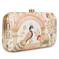 Hand Crafted Designer Box Clutch For Women, Zari Embroidery Clutch For Women/Hand Clutch For Women