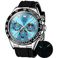 OLEVS Men's Watches Quartz Waterproof Chronograph Analogue Multifunctional Moon Phase Silicone Diamond Luminous Wrist Watches
