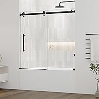 DELAVIN 56-60 in.W x 59 in.H Frameless Sliding Bathtub Door, Water Repellent Tub Shower Door, Bathtub Shower Door with 5/16