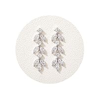 SWEETV Cubic Zirconia Wedding Earrings for Brides Bridesmaids, Elegant Marquise Bridal Dangling Earrings, Crystal Drop earrings for Women Jewelry Gifts