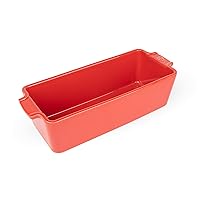 Peugeot - Appolia Loaf Pan - Ceramic Bread Baking Dish with Handles - Red, 10 x 4 x 3 inches
