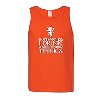 That's What I Do. I Drink and I Know Things White Color Logo Fashion Graphic Mens Tank Top