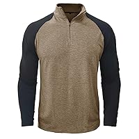 Men's Gym Tees Quarter Zip Muscle Shirts Raglan Long Sleeve Sporty Tops Colorblock Workout Tee Shirt Activewear Top