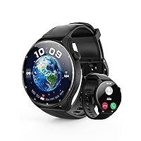 Kumi Smart Watch for Men, 1.43'' AMOLED Smartwatch, 24h Heart Rate Monitor, Sleep Monitor, 100+ Sport Modes, IP68 Waterproof Activity Tracker and Smartwatches for Android and iOS, Black