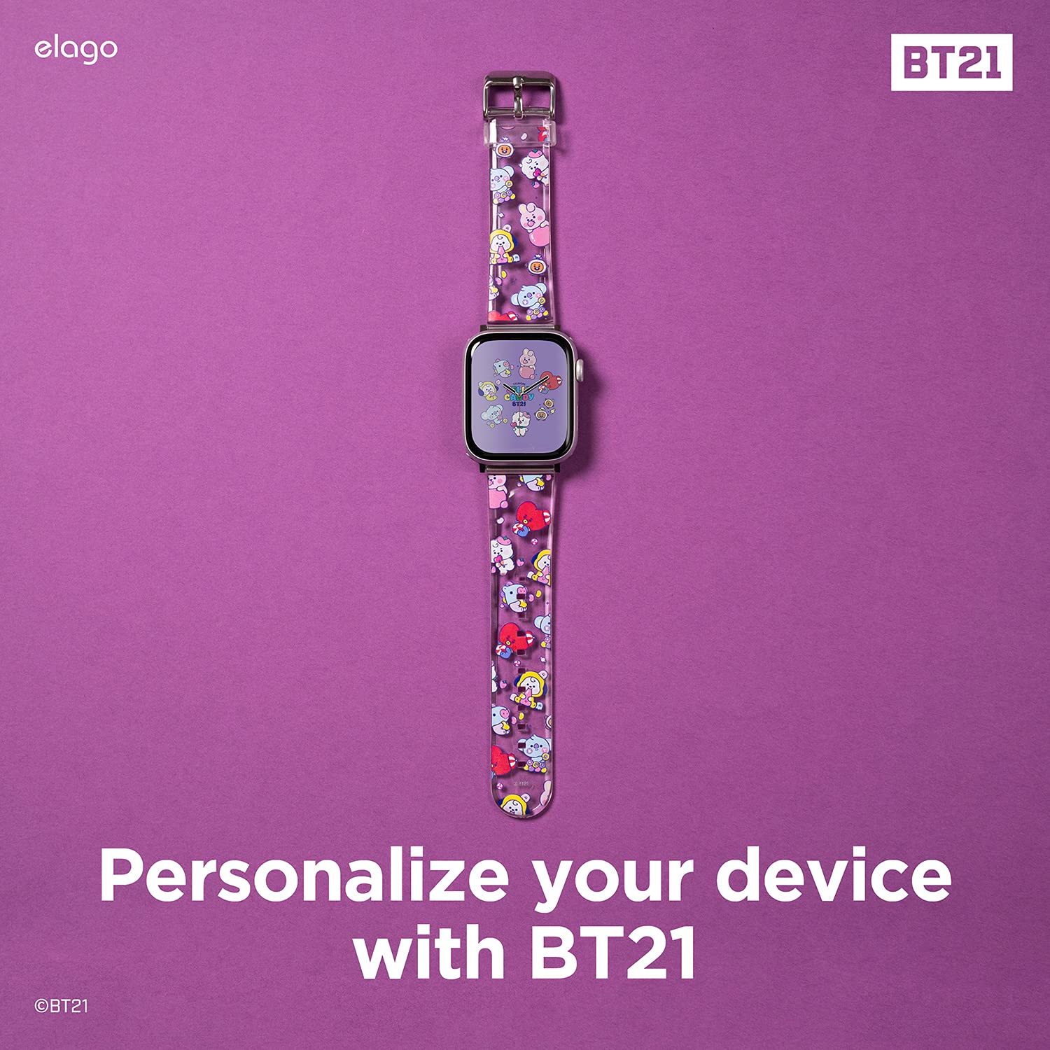 elago BT21 Band Compatible with Apple Watch Band 38mm 40mm 41mm compatible with iWatch Series 8/SE2/7/6/SE/5/4/3/2/1, Soft Protective Strap [Official Merchandise]